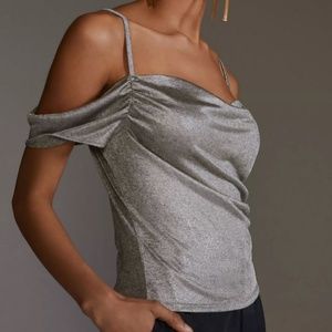 Cowl Neck Cami, Anthropologie, Silver, Size M